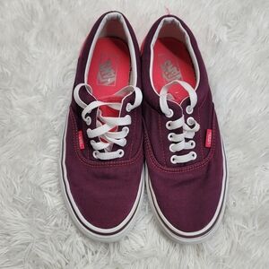 Vans Low Top Maroon Burgundy Lace Up Skateboarding Shoes  Men's 8 woman 9.5